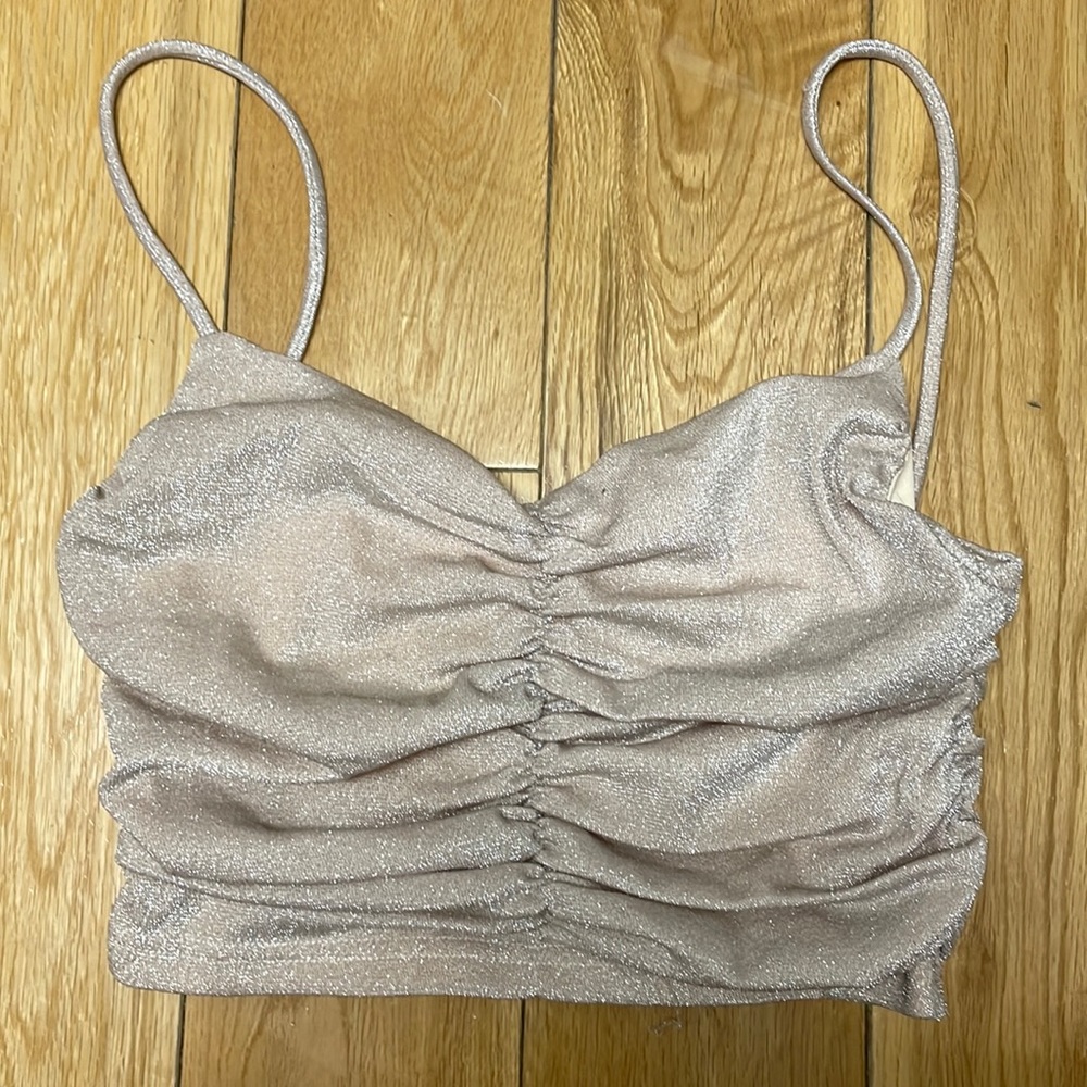 Princess Polly Gigi Glitter Top Champagne size 6